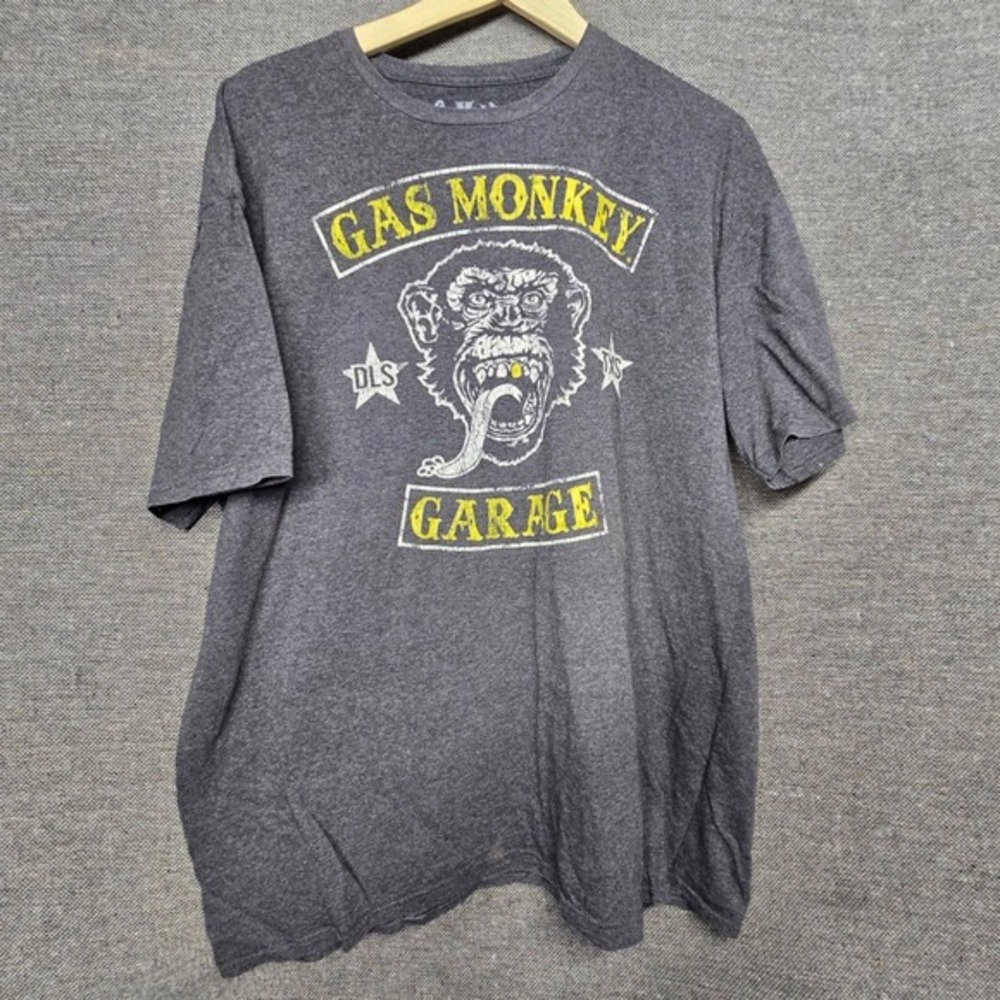 Gas Monkey Garage Shirt‎ Mens 2XL Gray Graphic T-Shirt Short Sleeve Cotton Blend